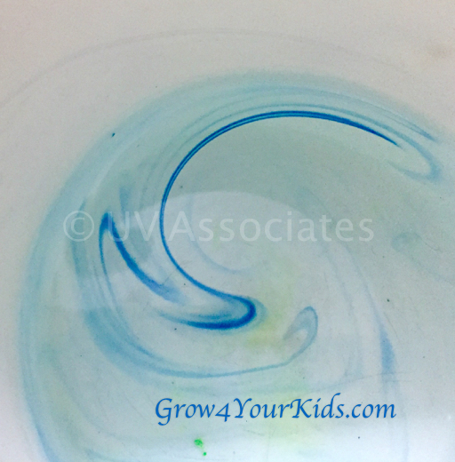 Coloured Swirl Patterns in Water Intrigue Little Ones Blue Swirls