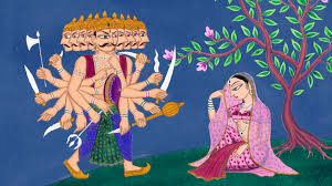 Ravan and Sita  in Ashok Vatika .